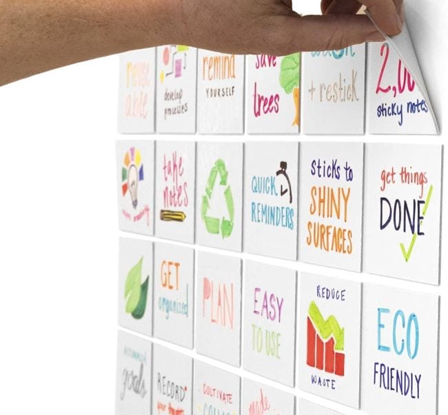Dry erase sticky notes with various messages written on each