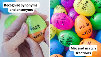 Easter eggs with fractions and ELA activities