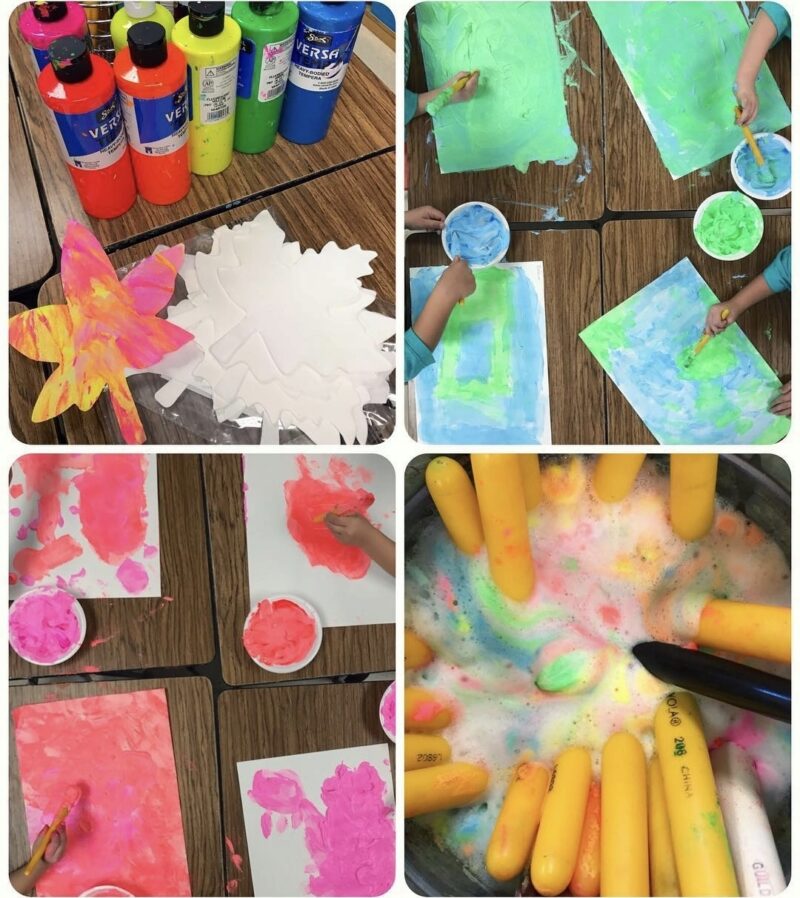 Artwork made with colorful shaving cream paint