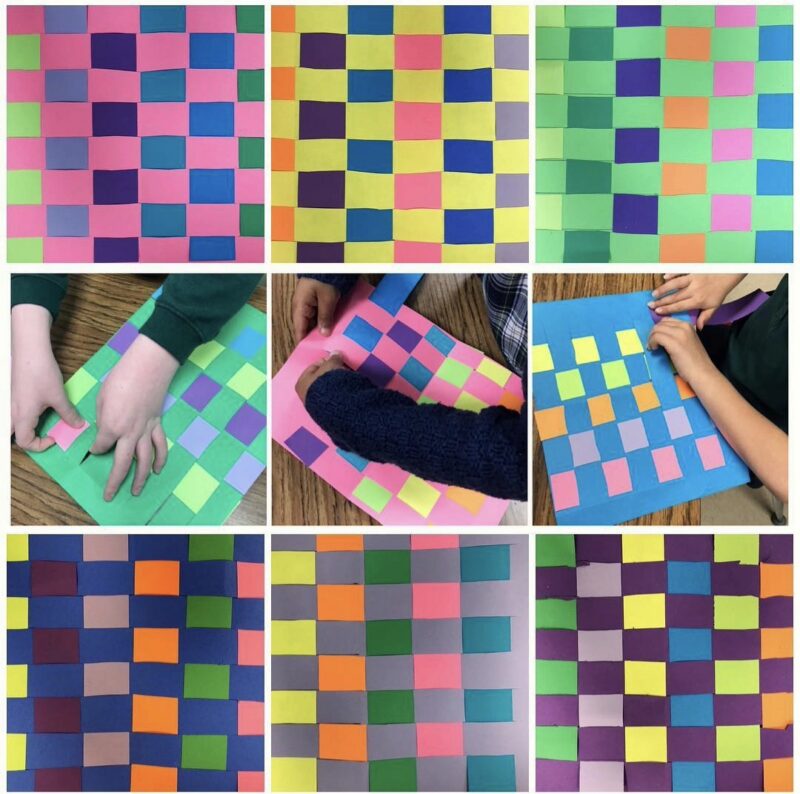 Simple paper weaving done with colorful construction paper