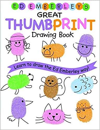 Book cover for Ed Emberley's Great Thumbprint Drawing Book as an example of drawing books for kids 