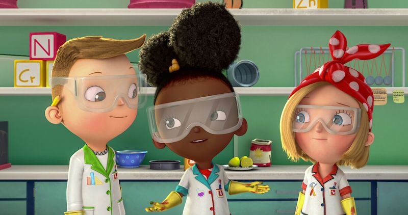 Three main characters from Netflix educational show Ada Twist, Scientist