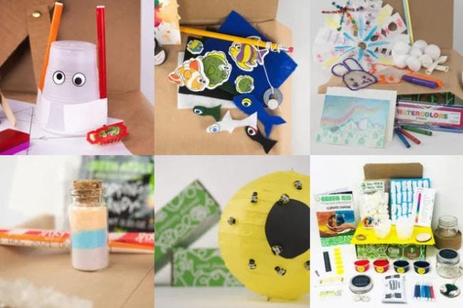 Collage of Green Kids Crafts projects and activities (Educational Subscription Boxes)