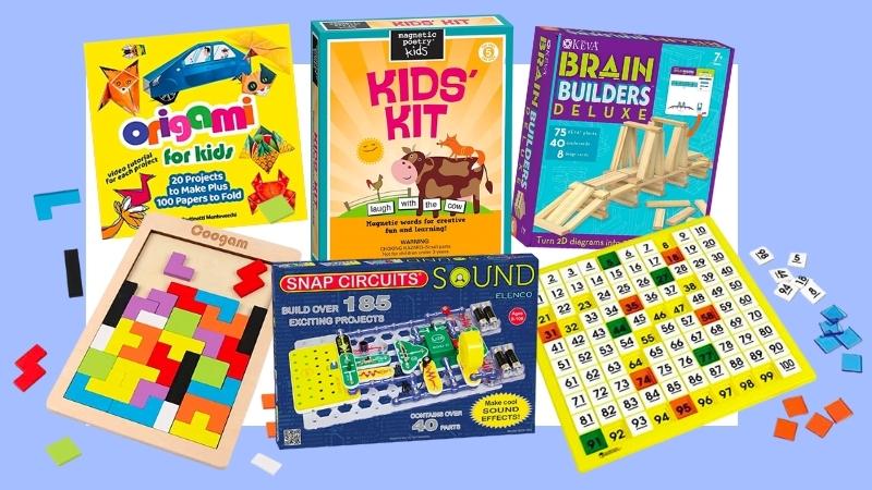 Collage of educational toys for teaching 2nd grade