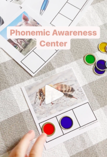 Using Elkonin boxes for sounds in a picture card word as an example of phonological awareness activities