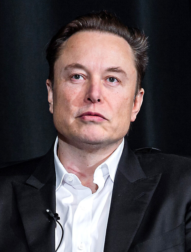 Famous engineers include Elon Musk, who is shown in a color photograph with a serious expression.