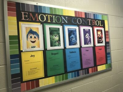 emotional control inside out movie front office bulletin board ideas