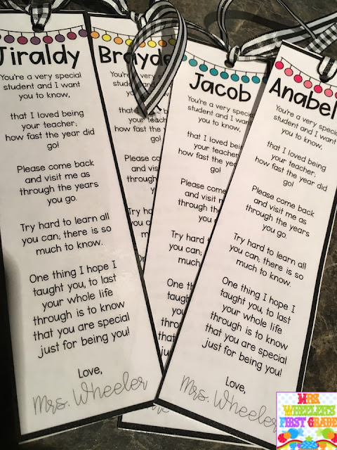 End-of-year poem on bookmarks for students
