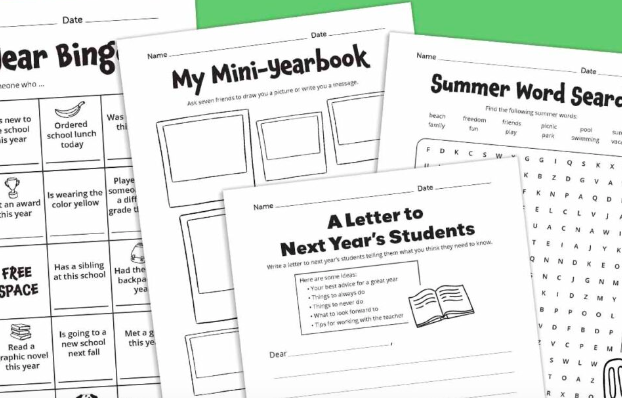 End of year printables for students