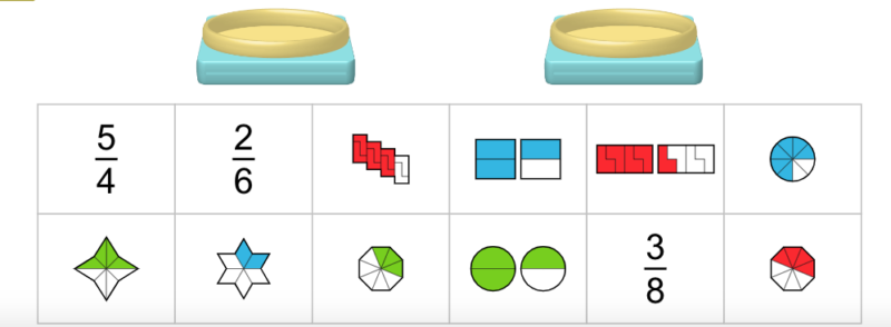 Main screen image of online fraction game Equal Fractions