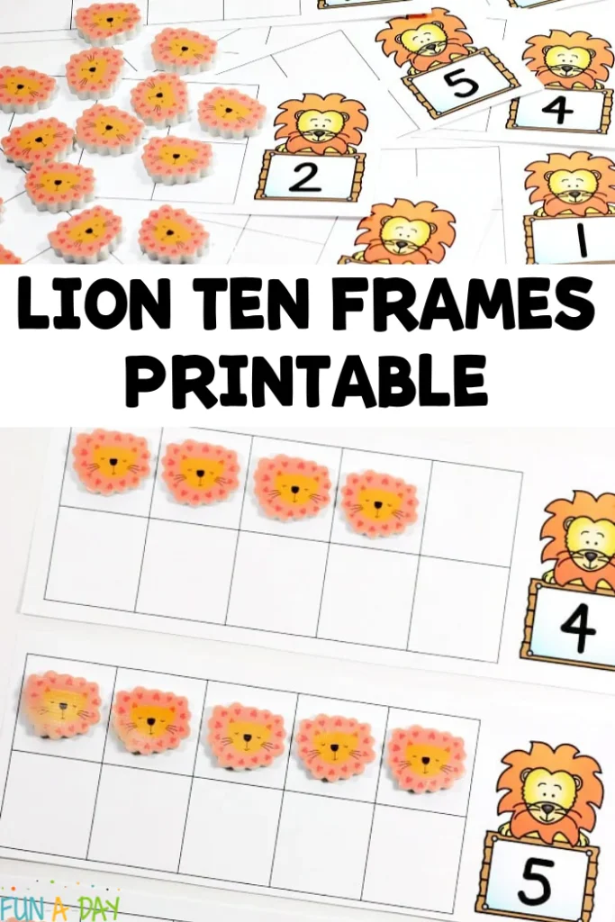 ten frames with mini erasers for a preschool activity