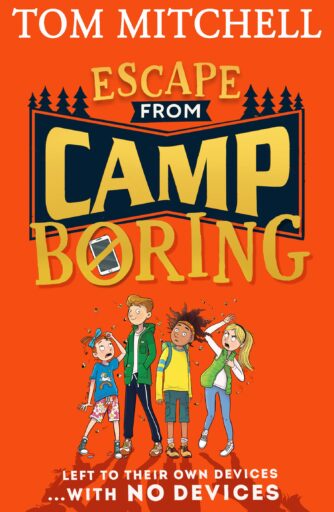 Book cover: Escape from Camp Boring by Tom Mitchell, as an example of books like Percy Jackson