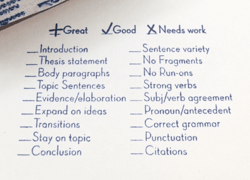 Essay grading checklist stamp for english teachers