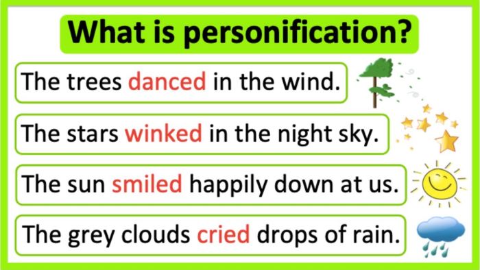 Personification examples infographic (Examples of Literary Devices)