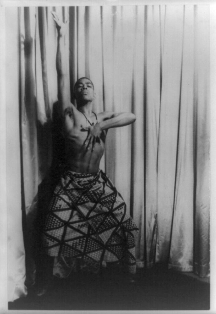 Alvin Ailey dancing portrait in black and white