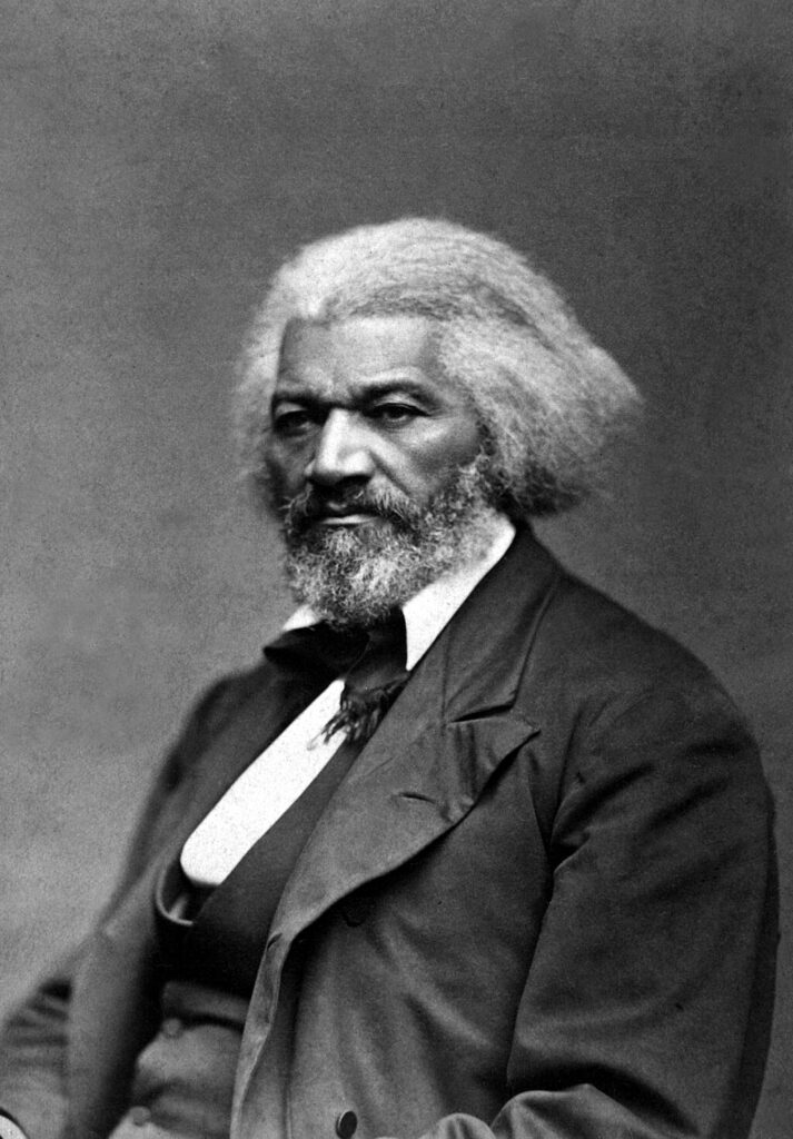Frederick Douglass portrait in black and white,  an example of famous Black Americans everyone should know