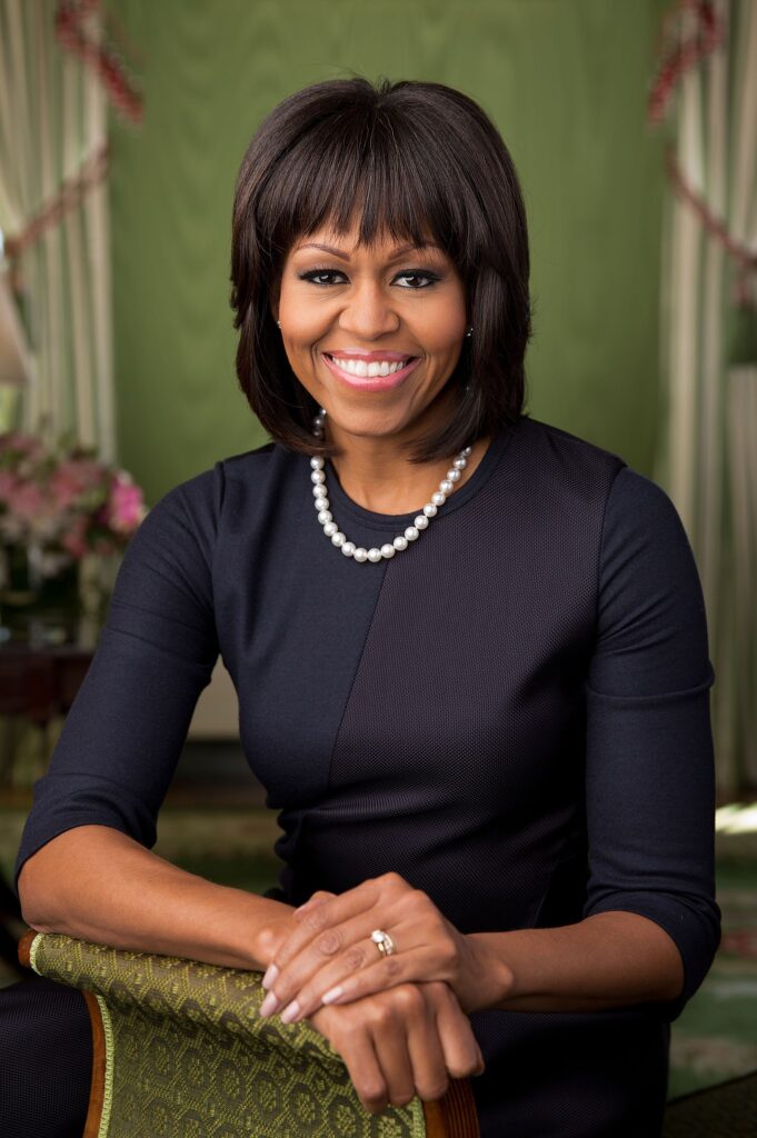 Official portrait of First Lady Michelle Obama in the Green Room of the White House, Feb. 12, 2013.