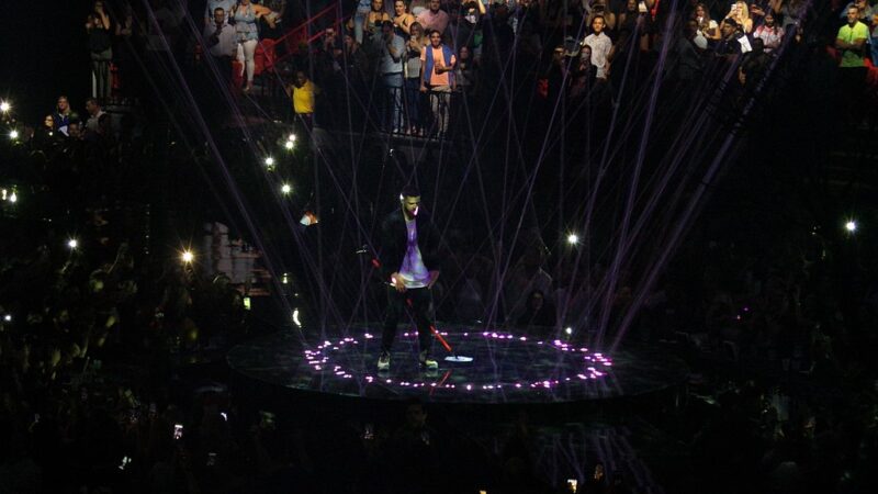 Justin Timberlake performing on stage in concert