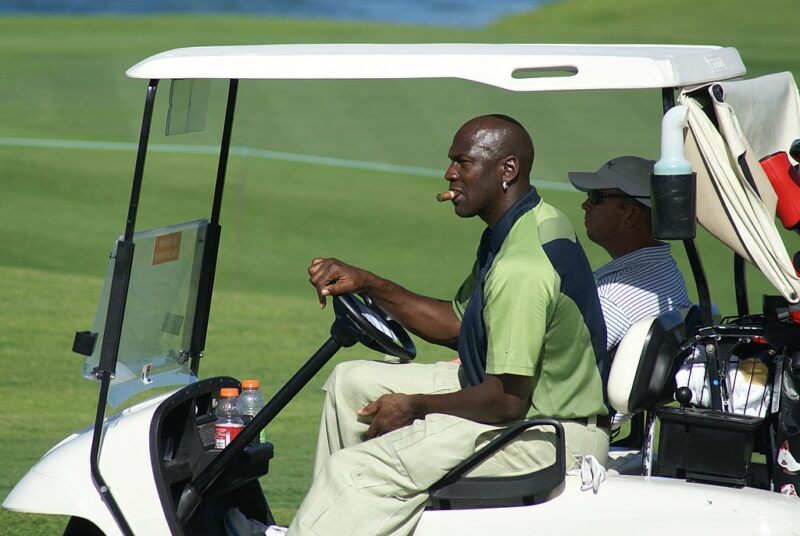 Michael Jordan in a golf cart