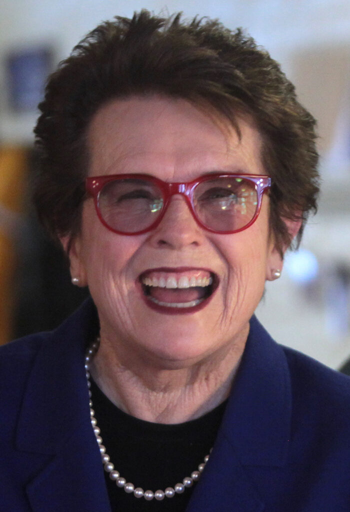 Billie Jean King poses for a picture at an event in Iowa in January 2016, on the list of famous women in history.