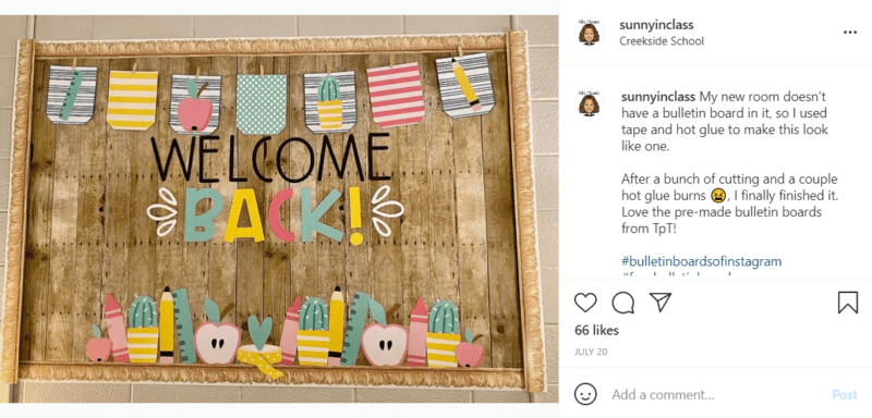 A farmhouse inspired classroom bulletin board that says "Welcome Back."