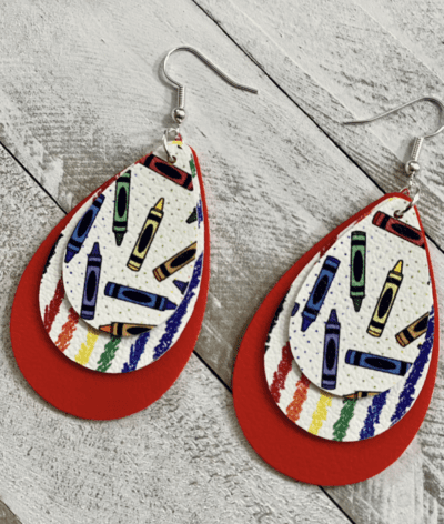 Faux leather crayon earrings with 3 layers