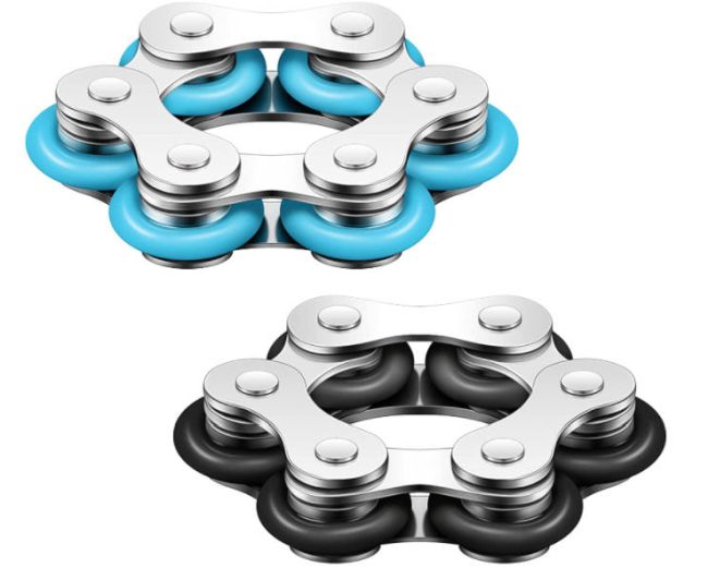 Fidgets for kids: Roller chain fidget toys in black and blue