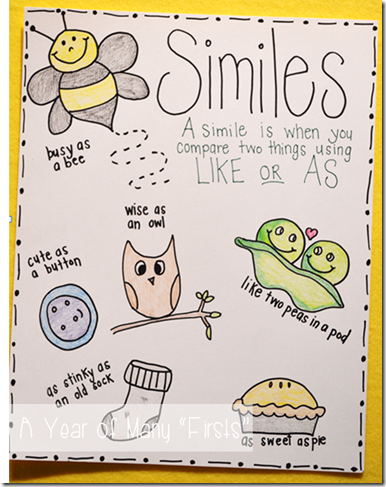 anchor chart with examples of similes 