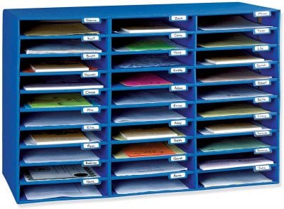 Blue classroom file organizer -- 1st grade classroom supplies