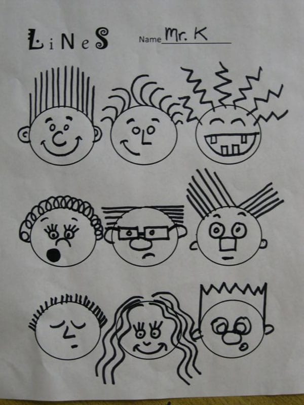 Worksheet of circles turned into a variety of funny faces