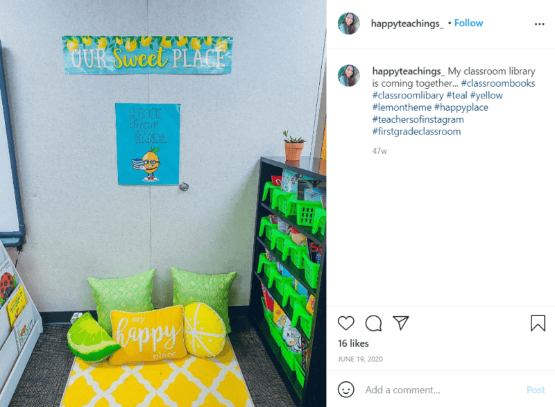 Still of first grade classroom ideas for turning your library into a sanctuary from Instagram
