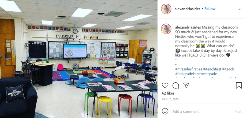 Still of first grade classroom ideas to create learning zones from Instagram