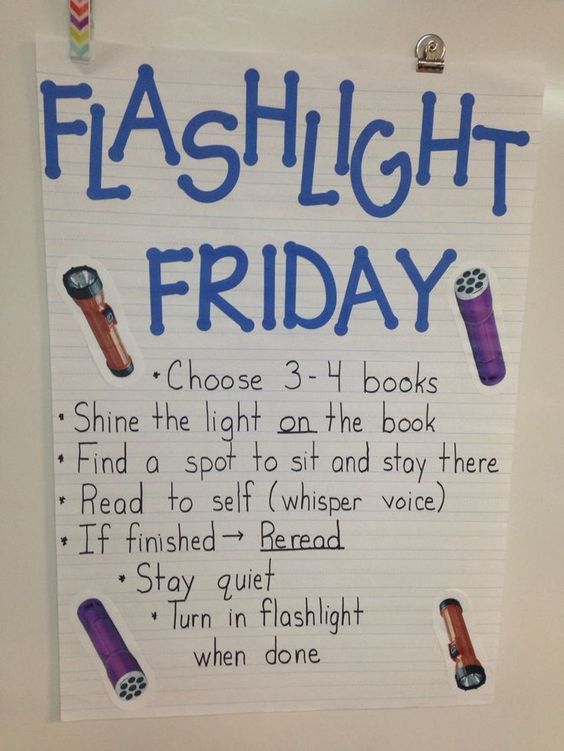 an anchor chart explaining how to read with a flashlight on flashlight friday