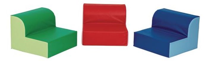 Three cushions with backs in different colors (Flexible Seating Options)