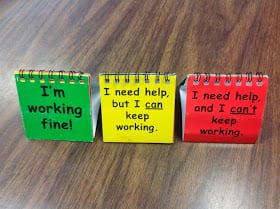 a flip chart in green, yellow and red for students to use to check for understanding