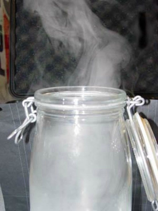 mason jar with steam coming out of it