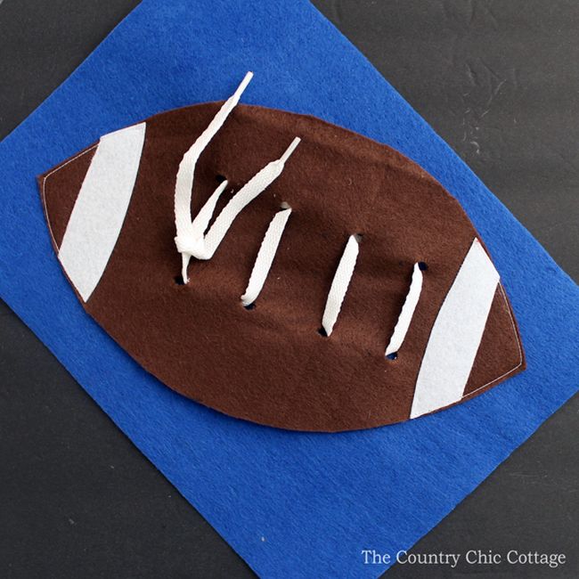 Lacing football activity made from felt and shoelace (Football Activities)