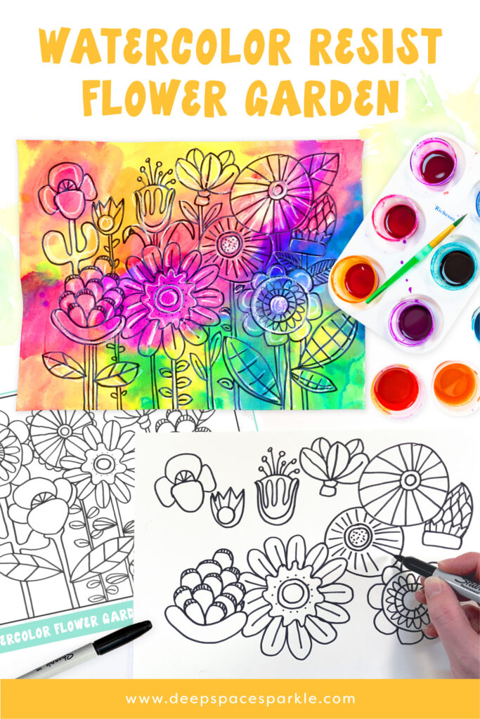 Paint a watercolor flower garden