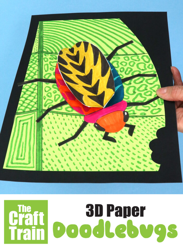 Assemble 3D paper doodlebug insects