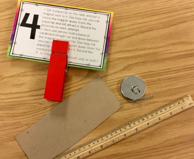Small magnet, paper clip, ruler, and instruction card