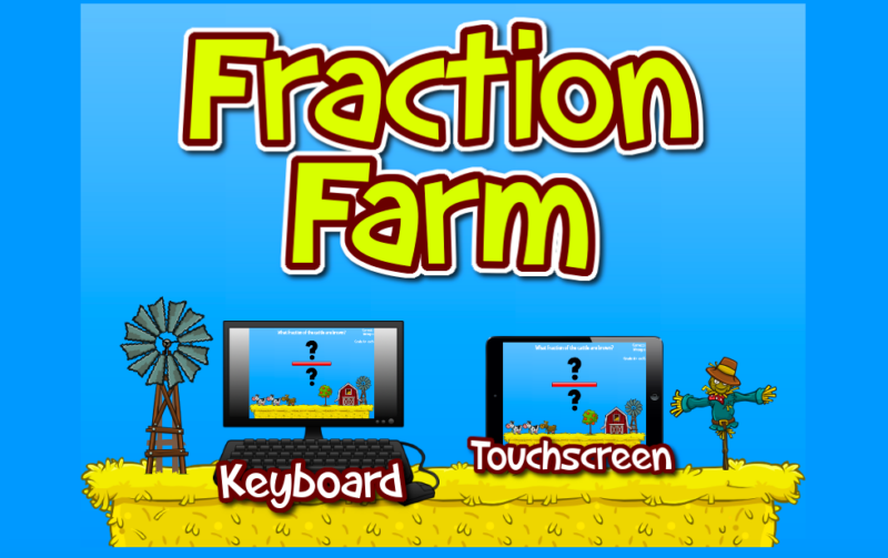Main screen image of online fraction game Fraction Farm