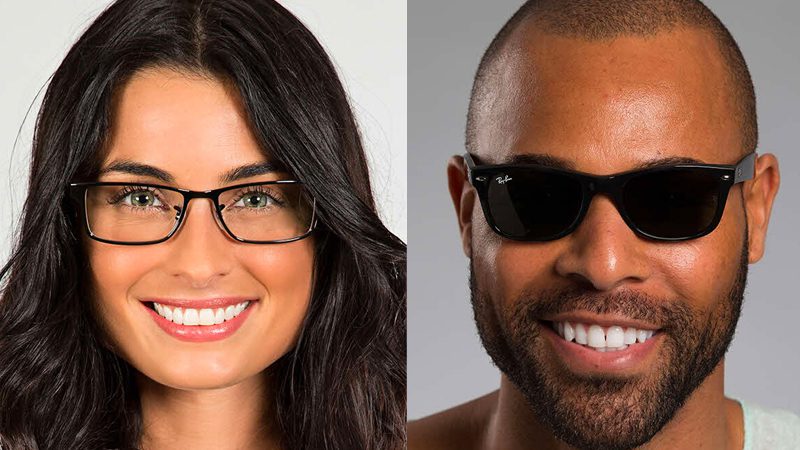Man and woman wearing cheap prescription glasses from FramesDirect