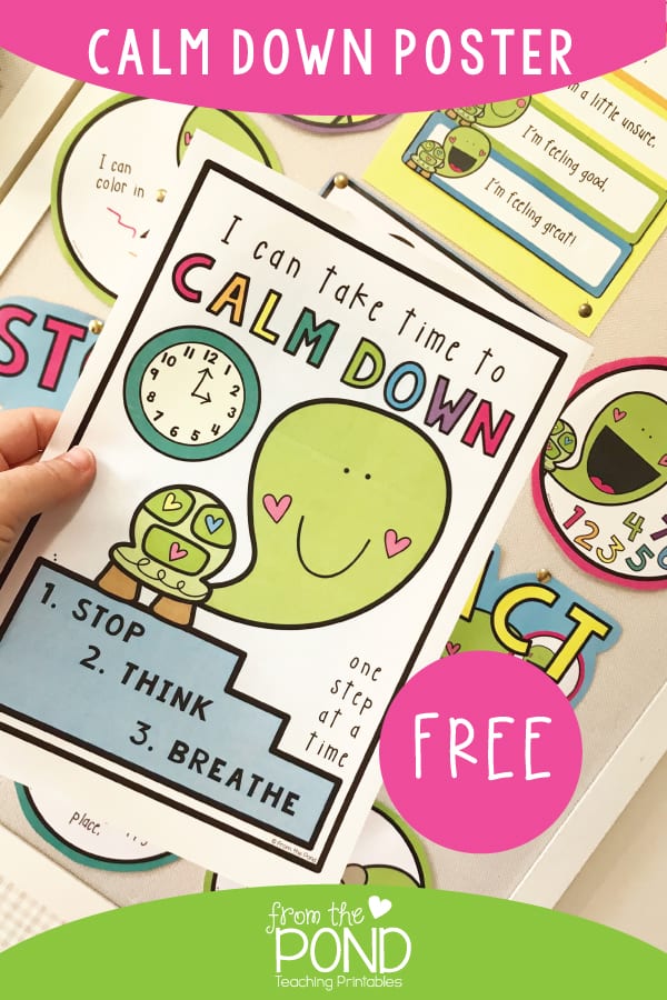 Colorful poster that says "I can take time to calm down one step at a time"