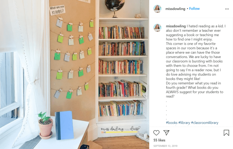 Still of fresh and fun fourth grade classroom ideas for sharing books from Instagram