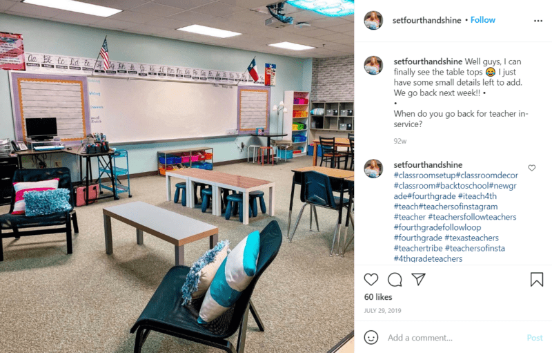 Still of fresh and fun fourth grade classroom ideas using different types of chairs from Instagram