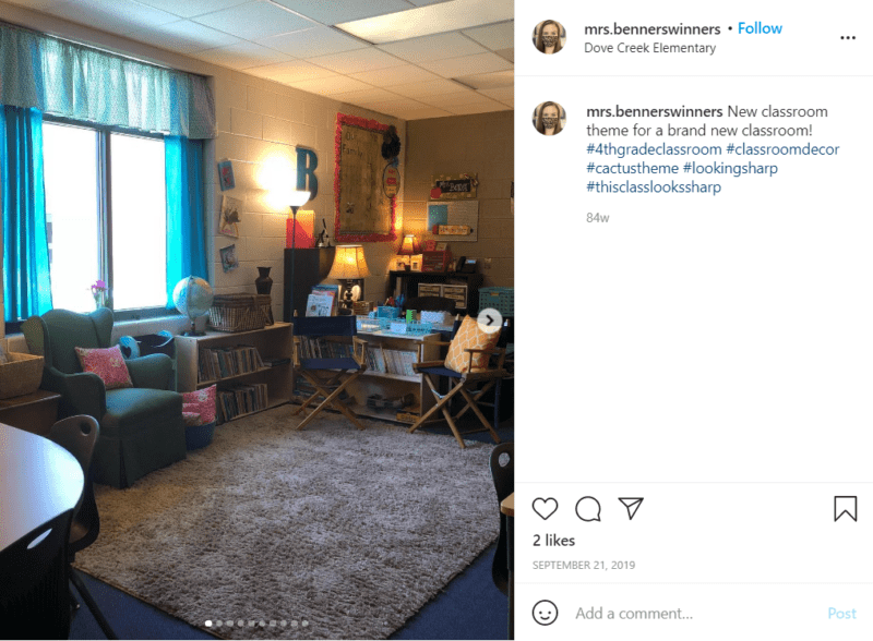 Still of fresh and fun fourth grade classroom ideas with furniture from Instagram