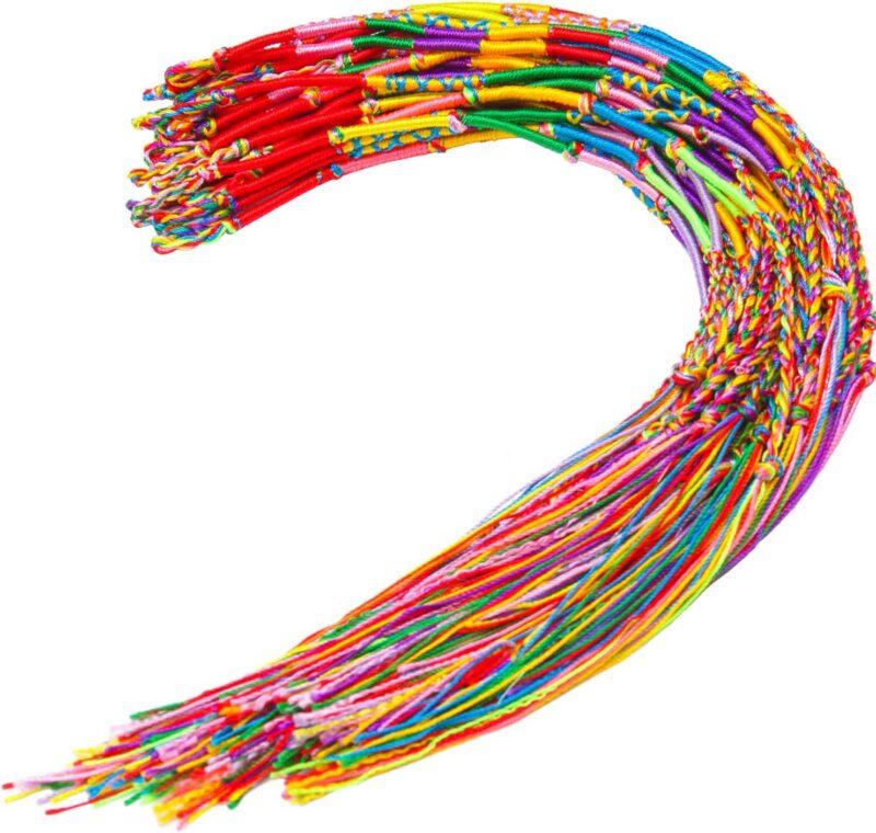 Colorful friendship bracelets made from thread