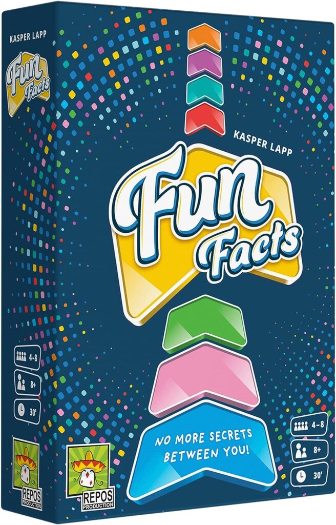 A blue box has a stack of different colored boxes on the cover. It says Fun Facts in white.