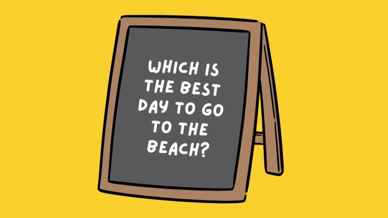 Example of funny jokes for teens that says Which is the best day to go to the beach? on a chalkboard.