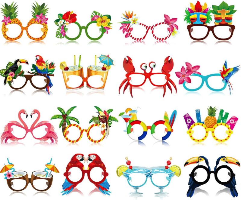 An assortment of silly sunglasses